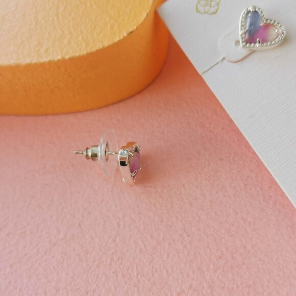 Kendra Scott - Ari Heart Watercolor Silver Stud Earrings - NEW - Picture 3 of 3